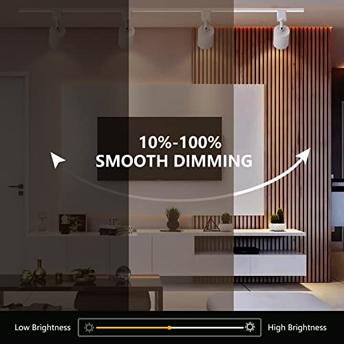 Image of VANoopee 8-Light LED Track Lighting Kit with 6.6FT H Type Track Rail, White | Dimmable LED Track Light Heads Modern Kitchen Track Lighting Fixtures Ceiling Spot Light, 3000K 24 CRI90+ 10W 800lm