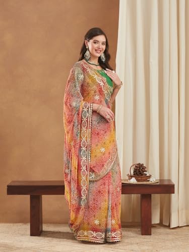 Image of Women's Banarasi Silk With Jacquard Print Saree With Blouse