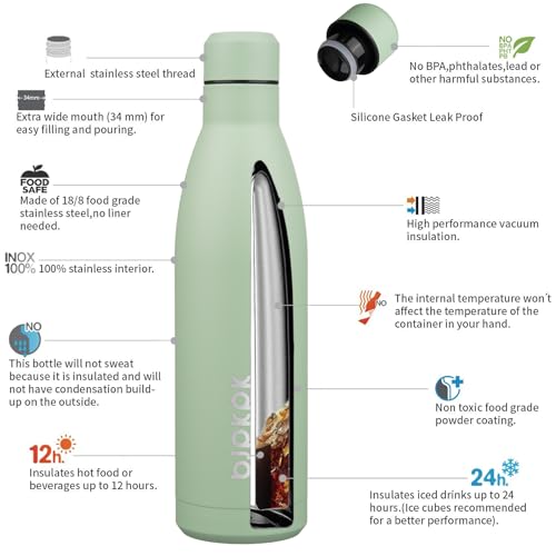 Image of BJPKPK 25 oz Insulated Stainless Steel Water Bottle, Metal Sports Flask