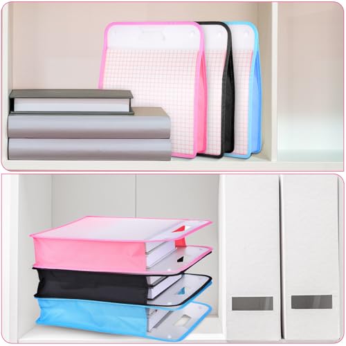 Image of 6 Pack Scrapbook Paper Storage, Clear Expanding Paper Folio with Handle, Portable 12 x 12 in Paper Storage Organizer for Holding Scrapbook, Vinyl Paper, Cardstock