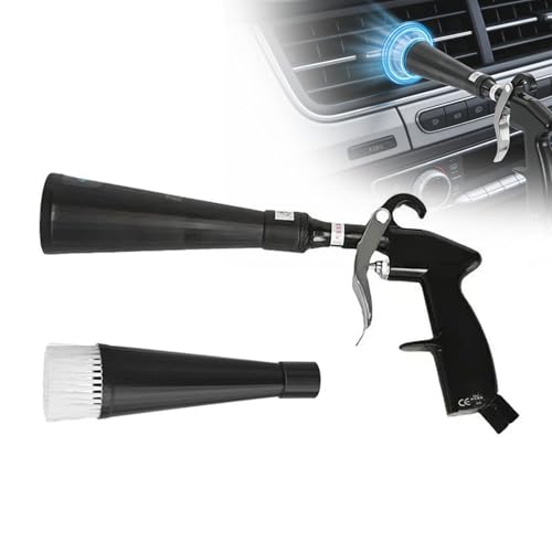 SakerPlus Dry Cleaning Gun Air-Powered Car Interior Cleaning Tool with Vortex Airflow Air Compressor Gun for Seats Carpets Floor Mats Vents and Auto Detailing (2 Set Nozzle)