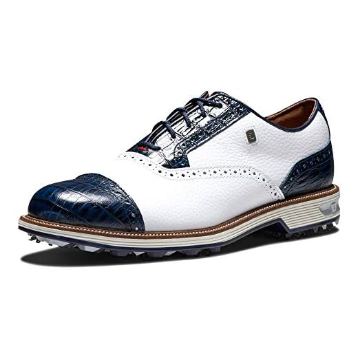 FootJoy Men's Premiere Series-Tarlow Previous Season Style Golf Shoe, White/Navy, 9.5