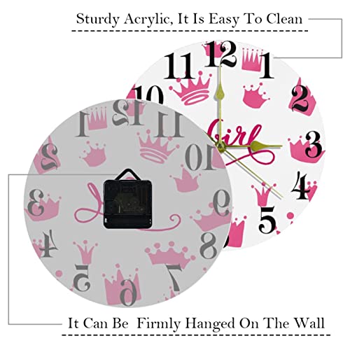 Horloge murale blanche silencieuse Crown sans tic-tac pour école