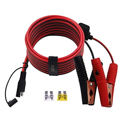CUZEC 14FT/4.27m 14AWG 20A Battery Alligator Clip to SAE Connector/12V SAE Quick Release Adapter to Alligator Clips Quick Disconnect Cable Cover