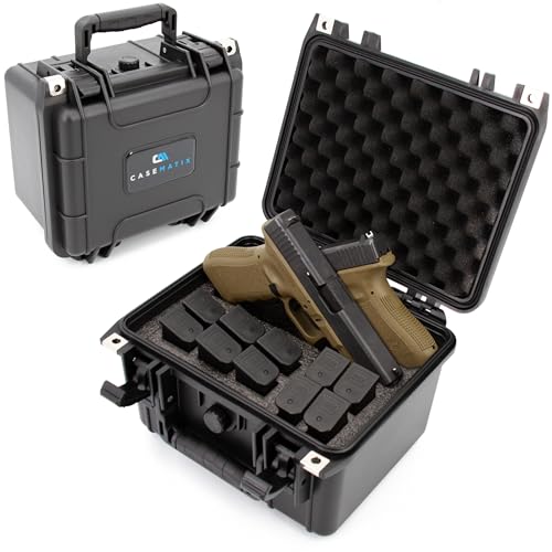 CASEMATIX 10" Two Gun Hard Case – TSA Approved Waterproof Double Handgun Case with Oil-Resistant Foam, Removable Accessory Compartment, Fits 2 Handguns & 10 Pistol Magazines – Secure Pistol Storage by CASEMATIX - Used condition - US$41.53