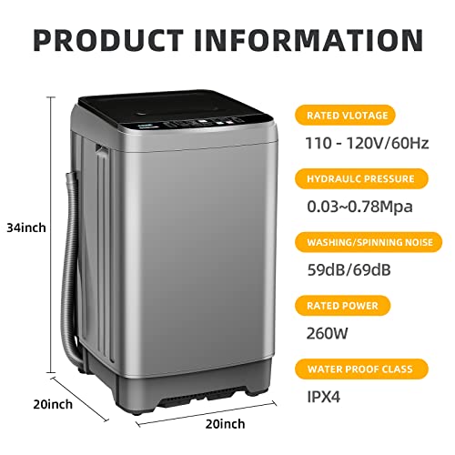 BORCOLO Portable Washing Machine, 17.7lbs Full-Automatic Small Washing Machine for Apartment, 10 Wash Programs with Drain Hose Dorm Size Portable Washer for RV, Home, College, Grey by Borcolo - Image 7