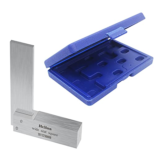Machinist Square, 3.15"x1.97" Precision Square, Wide Seat Square, L-Type Carbon Steel Right Angle Engineering Ruler Tool for Woodworking (80 x 50mm)