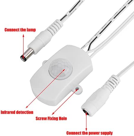 Kafuty 5A DC 6-24V Mini PIR Infrared Motion Sensor Detector Switch Detection Distance about 5-7m LED Strip Automatic Switch (white)