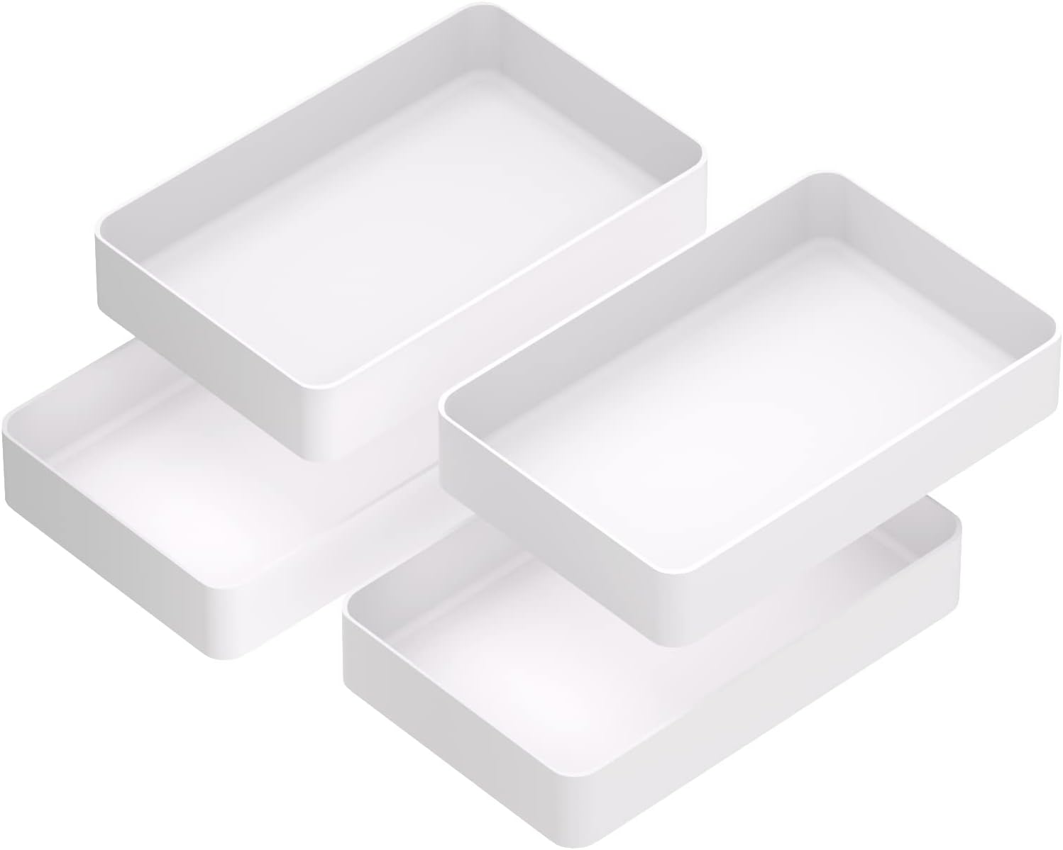 4 PCS White Stackable Drawer Organizer Set Bathroom Drawer Organizer