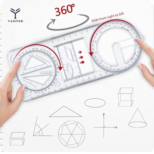 Image of Durable & Long Lasting Multifunctional Geometric Ruler | All-in-One Geometry Scale | Multi Functional Ruler for Drawing, Measuring, Angles & Shapes | Student & Office Use (2)