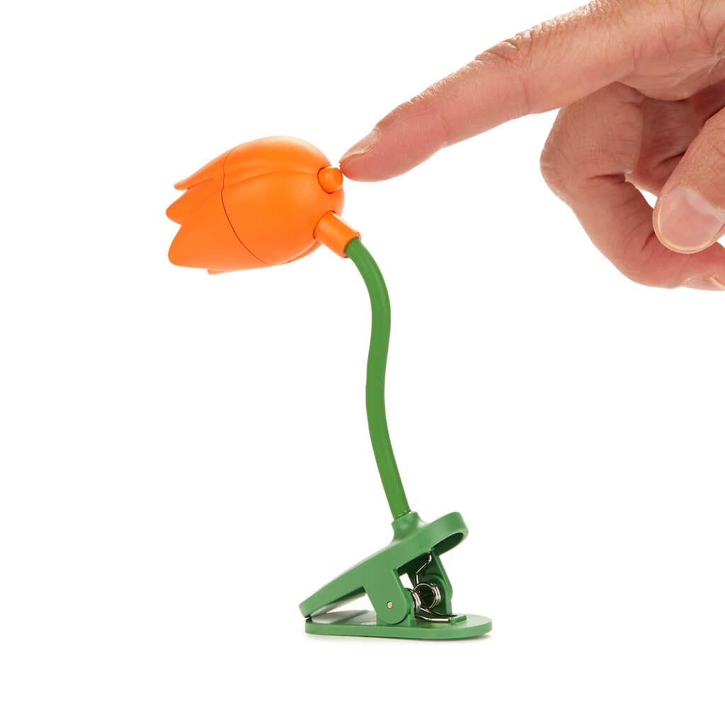 Balvi Lampada Flessibile con Clip a Forma di Tulipano Arancia per Lettura