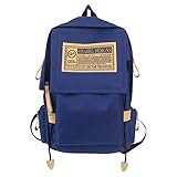 Mochila Cor Sólida De Lona Para Unisex Resistete Casual Chic (Azul)