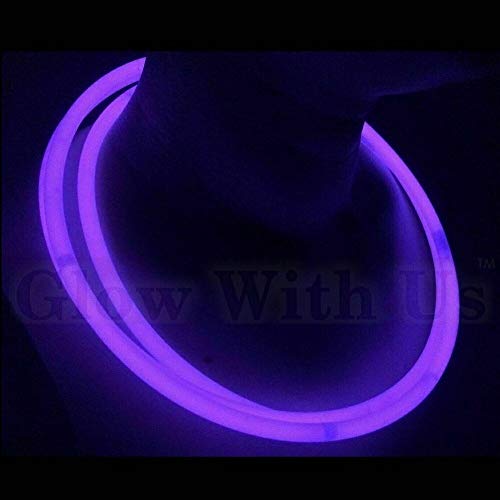 Glow Sticks Bulk Wholesale Necklaces, 200 22” Purple Glow Stick Necklaces+200 FREE Glow Bracelets! Bright Color, Glow 8-12 Hrs, Connector Pre-attached(Time Saver), Sturdy Packaging, GlowWithUs Brand