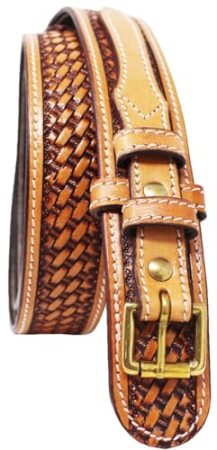 46 Men's 1 1/2" Wide Floral Tooled Leather Casual Jean Ranger Belt 26RAA90TNW2