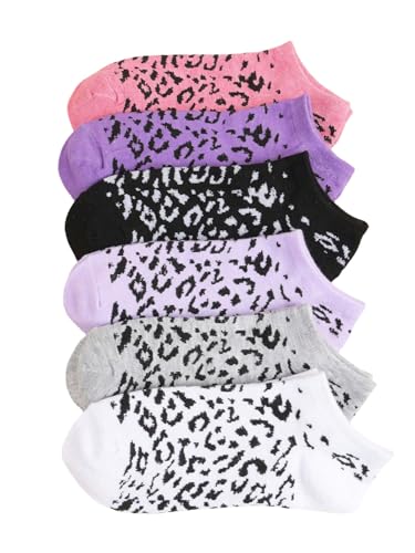 Image of WDIRARA Women's 6 Pairs Leopard Print Low Cut Socks No Show Socks