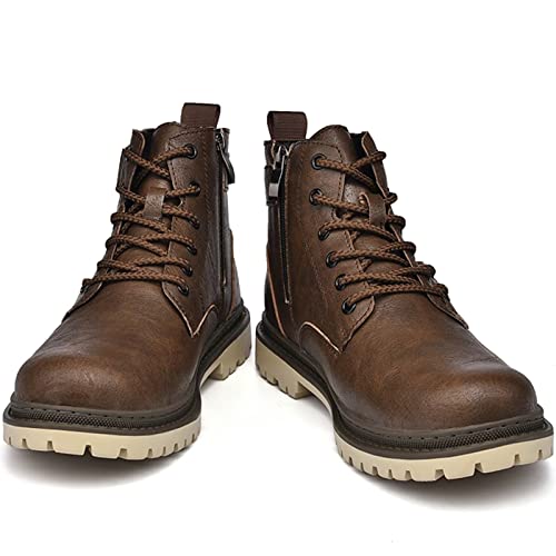 visionreast Laarzen voor heren, motorlaarzen met ritssluiting, enkellaarzen, ademend, casual leren laarzen, ronde kop, korte laarzen, outdoor, antislip springlaarzen - Image 3