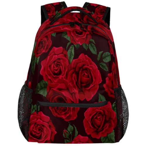 Red Rose Backpack for Men Women Kids, Flower Floral School Bag Travel Hiking Dayback Large College Bookback Laptop Bag for Girls Boys Student