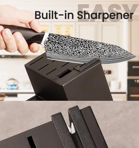 15-Piece Kitchen Knife Set with Built-In Sharpener and Stainless Steel Block