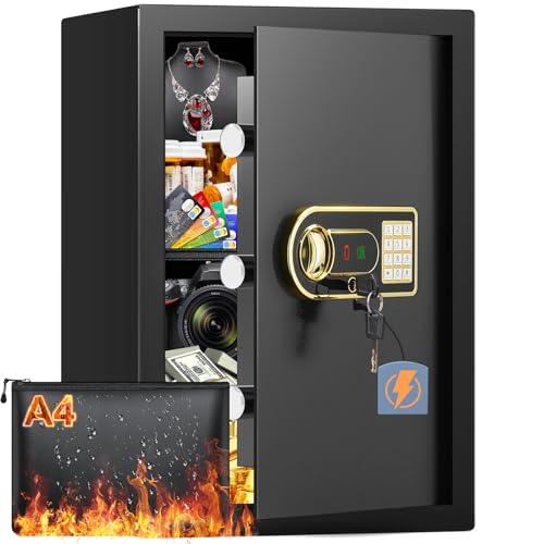 Mejasg Safe Tresor Feuerfest mit A4 Feuerfester Tasche, 65L...