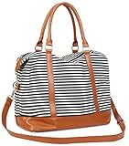 CAMTOP Women Ladies Travel Bag Canvas Weekend Overnight Carry On Luggage Bags(Black Stripe)
