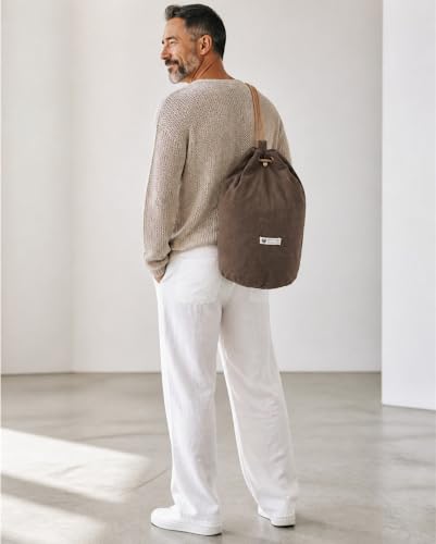 Image of The House of tara Distressed Canvas Backpack /Rucksack for Unisex | 20 Litres | Casual Cotton Bag with Spacious Compartment & Drawstring Strap | Suitable for Everyday Essentials