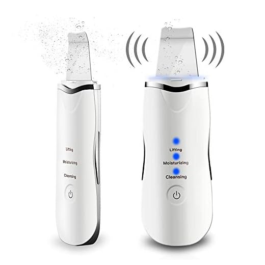 Facial Skin Scrubber Face Spatula, Ultrasonic Skin Spatula Scrubber Blackhead Remover Gentle Peel Peeling Pore Cleanser Exfoliator Lifting Tool Comedones Extractor USB Rechargeable