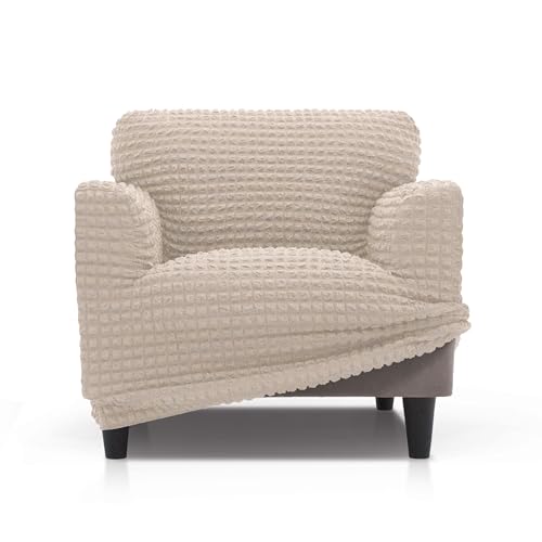 FAVERTI® Super elastischer Sesselbezug, universal, von 70 bis 110 cm, Modell BUFALI | Beige, idealer Bezug für Jede Form von Sesseln | Qualitätsschutz aus 3D-Jacquard-Stoff und Baumwolle FAVERTI® Super elastischer Sesselbezug, universal, von 70 bis 110 cm, Modell BUFALI | Beige, idealer Bezug für Jede Form von Sesseln | Qualitätsschutz aus 3D-Jacquard-Stoff und Baumwolle