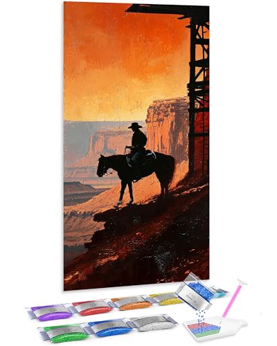 Broderie diamant complet cowboys Jumpdot avec strass brillant pour art du diamant de 70x40 cm