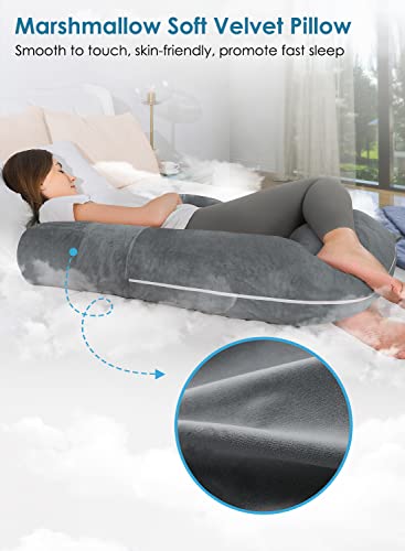 Queen Rose Pregnancy Pillows For Sleeping, Extra Soft Maternity Pillow For Pregnant Women, F Shaped Body Pillow For Back & Belly Support, Pregnancy Must Haves, Portable For Travel, Grey #TOP5