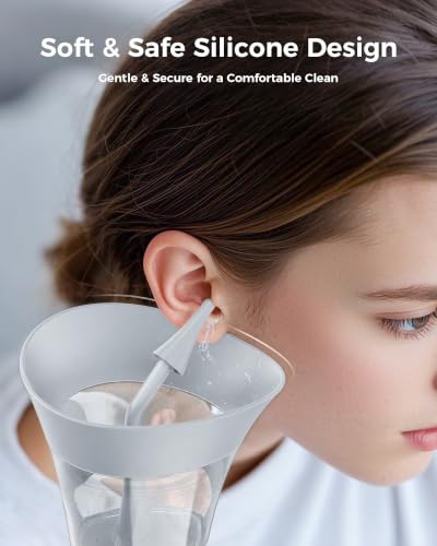 Image of KAUGIC Ear Cleaner. Manual Wax Removal Kit, One-Hand Flushing, Gray | Gentle Ear Irrigation Tool, Effortless Hand-Controlled Flow, Soft Silicone Tips, Comfortable Ergonomic Grip