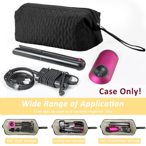 Image of MAYCREATE Airwrap Travel Case for Dyson /Shark Flexstyle, Black | Hair Dryer Bag Storage, Protects Styling Tools, Compact Fabric Pouch, Easy Zip Access, Dyson Bag Organiser