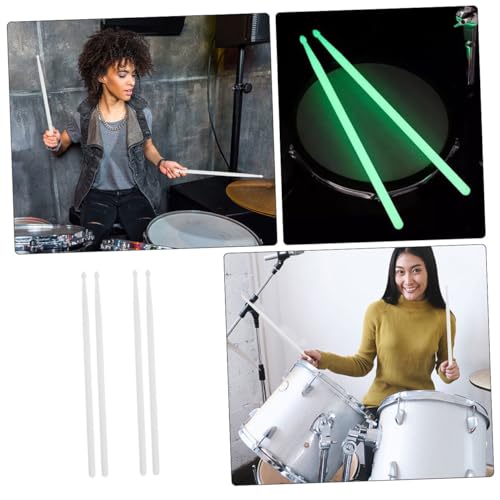 Mikinona 4 baquetas luminosas blancas de nylon para batería electrónica y acústica, agarre cómodo miniatura 7