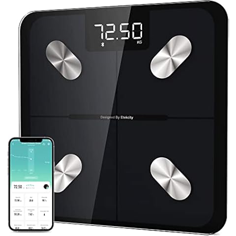 Etekcity Smart Bathroom Scales for Body Weight, Accurate to 0.05lb (0.02kg) Digital Weighing Scales with BMI and Body Fat, Zero - Current Mode & Baby Mode, Large LED Display, Batteries Included, 400lb Cover