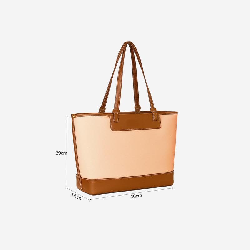 Image of Accessorize London Women's Beige & Tan Two-Tone Adore Work Tote | Spacious Shoulder Bag for Office & Travel