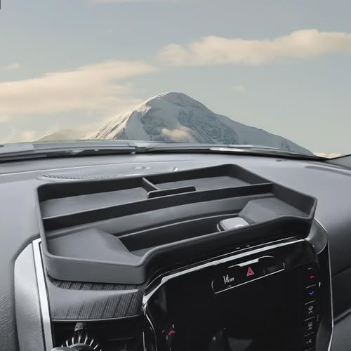 EDBETOS 12" Dashboard Storage Tray for 2019-2025 Dodge RAM 1500 Accessories, 12 Inch Screen Dashboard Organizer Center Console Dash Storage Box Non-Slip Silicone Interior Storage Insert Replacement