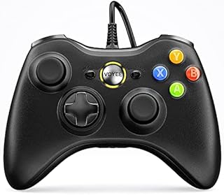 VOYEE PC Controller, Wired Controller Compatible with Microsoft Xbox 360 & Slim/PC Windows 10/8/7, with Upgraded Joystick, Double Shock | Enhanced (Black)