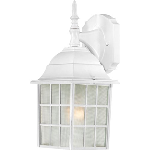 Image of Nuvo Lighting 60 /4904 Adams One Light Wall Lantern /Arm Down 100 Watt A19 Max. Frosted Glass White Outdoor Fixture