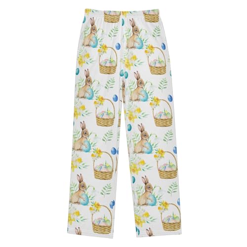 ZZXXB Bunny Easter Eggs Boys Long Pants Soft Trousers Elastic Waist Kids Lounge Bottoms with Pockets S-XL1