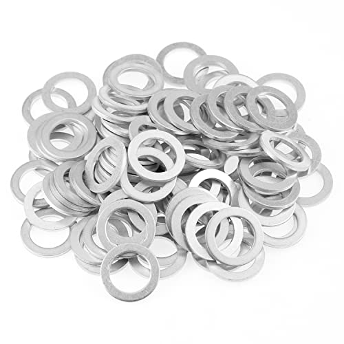 Image of HELIFOUNER 100 Pieces M12x18x1.5mm Automotive Drain Plug Gaskets, Oil Crush Washers, Aluminum Flat Washers, Inner Diameter 12mm, Outer Diameter 18mm, Thickness 1.5mm