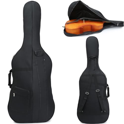 Cello Case Soft Padded for Cello 4/4, Cello Gig Bag Travel Bag with Multiple Pockets, Cello Gig Bag Thick Padded with Shoulder Straps & Handle (4/4)