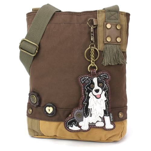 CHALA Patch Cross-Body Women Handbag, Canvas Messenger Bag - Dark Brown