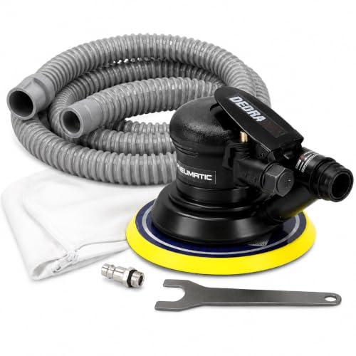 DEDRA Ponceuse excentrique pneumatique Ø 150 mm, 10 500 tr/min, course excentrique 2,5 mm, alimentée par air comprimé, pour un traitement de surface précis et confortable