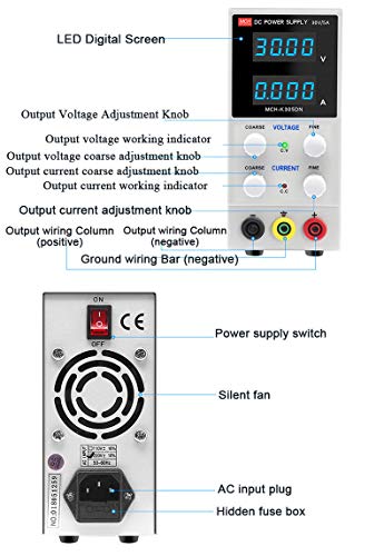 HAHMHO Variable DC Power Supply, Adjustable Switching Regulated Power Supply Digital, 0-30V 0-10A DC Power Supply Variable for Lab Equipment Repair