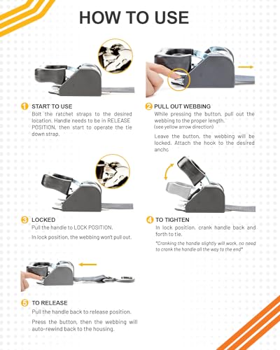 Strapinno STP-RBA204-SS-2PK 2Pcs Stainless Steel Retractable Ratchet Straps (1 7/8 In X 4 Ft) Transom Tie Downs thumb #3