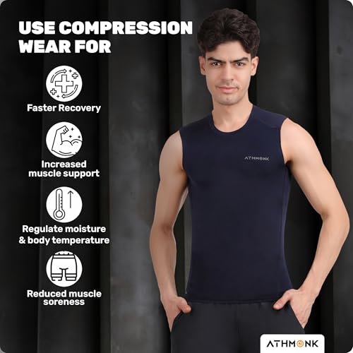 Image of Compression Vest Tank Body Shaper Without Sleeve for Men - Gym Shirt for Men Men Shapewear - Keep Dry Tight Skin Fit - Breathable Inner for Men Sports Wear Workout Gym Sports