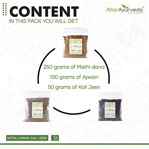 Image of ATTAR AYURVEDA Methi, Ajwain, Kali Jeeri Seeds Combo Pack(400 Grams)