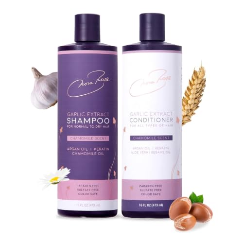 Nora Ross Garlic Extract Daily Shampoo and Conditioner Set with Chamomile Scent Thickening Shampoo & Hydrating Conditioner Duo Color Safe Formula for Women and Men with Normal to Dry Hair 16oz