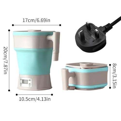 Mini tetera eléctrica plegable 800ml portátil azul miniatura 5