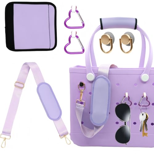 LBU Strap for Bogg Bag Accessories with Neoprene Handle Wrap, Detachable Shoulder Pad, 2Pcs Key Holders Adjustable Crossbody Shoulder Strap Wrap for XL/Medium/Small Rubber Tote Beach Bog Bags