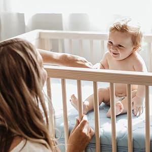 Newton Baby Crib Mattress Infant Toddler Mattress Baby Bed Mattress Dual Layer Safe Breathable Washable Mattress Removable Cover Deluxe 55 inch Thick Cushion Sky Blue